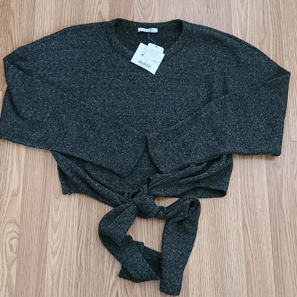 Zara Sweaters - Zara Tie-Front Crop Knit Sweater Top